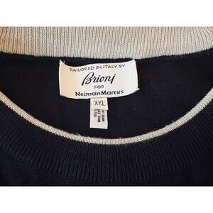 Brioni Black Light Gray Tip Extrafine Pure Wool Crewneck Sweater Size 2XL Neiman